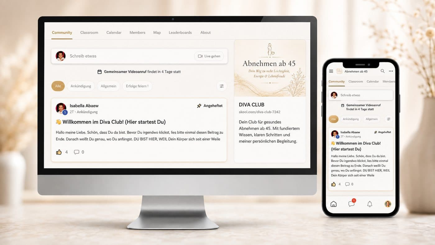 Das Programm von Isabella Abaew am Rechner und auf dem Handy